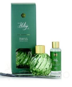 Darčeková sada sklenený difuzér GREEN s náplňou BERGAMOT & GOLDEN OUD 150 ml
