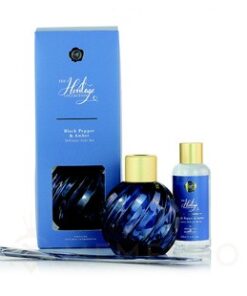 Darčeková sada sklenený difuzér BLUE s náplňou BLACK PEPPER & AMBER 150 ml